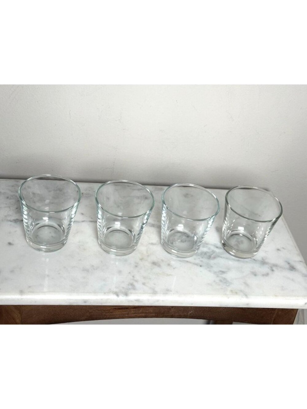 Vintage Set of 4 Heavy Bottom 4 oz Clear Glass Tumblers | Whiskey Tasting Glasse